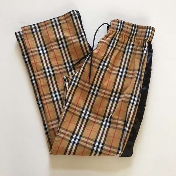 satin trim vintage check cotton trousers